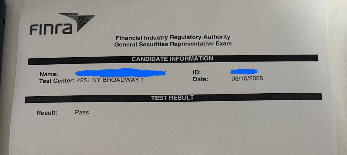 Exam Bootcamp Student Passes the FINRA Series 7 Exam