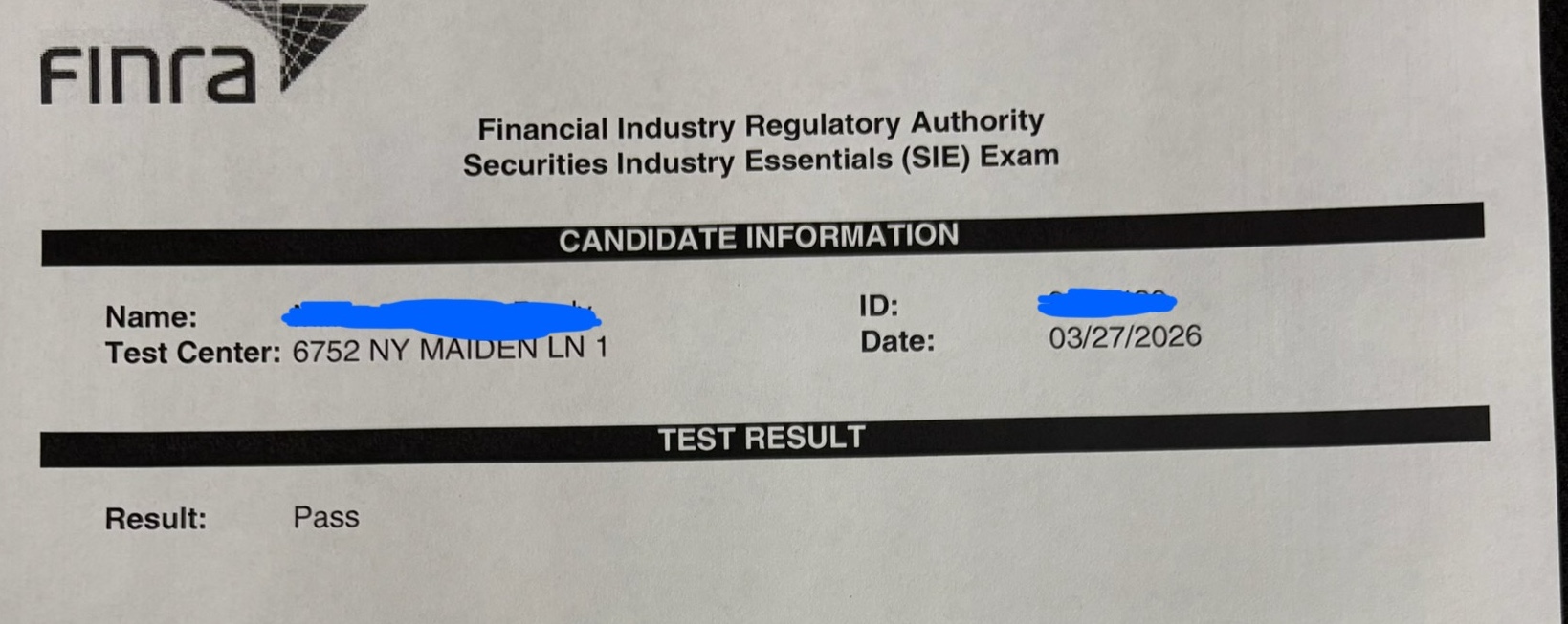 Exam Bootcamp Student Passed the FINRA SIE Exam